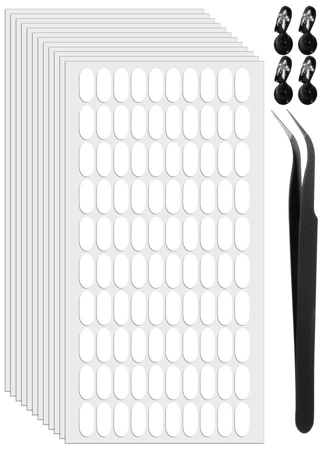 Xyembu 1200 Pcs Double Sided Adhesive Nail Tapes False Tip Sticky Tabs for Press on Pre-Cut Nails Display Strips with Tweezer for Nail Art Stand Practice Holder Color Chart Book - Image 1